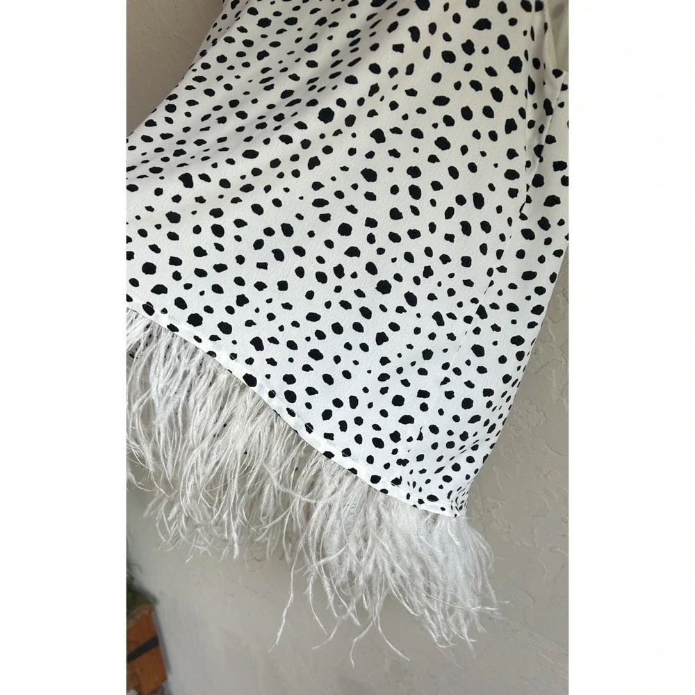 Eva Franco Polka Dot Ostrich Feather Top M Whimsical Romantic Old Money Retro - Picture 4 of 7